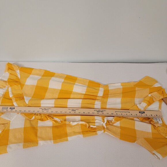 Old Navy Wrap Dress Yellow White Check Buffalo‎ Plaid Summer Large 10/12 NEW - Picture 7 of 11